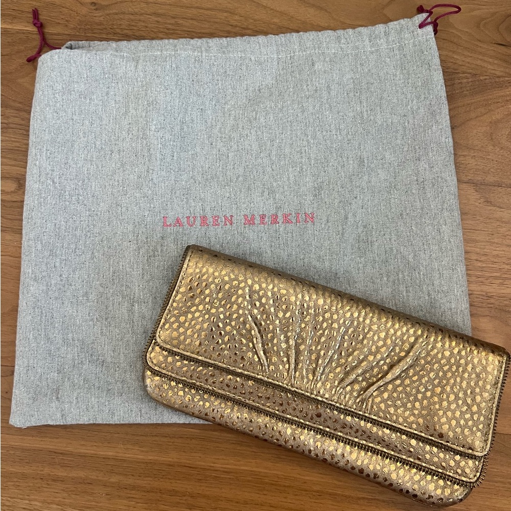 Lauren Merkin Metallic Gold Clutch